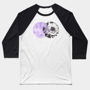 Purple Abstract Peonies Baseball T-Shirt